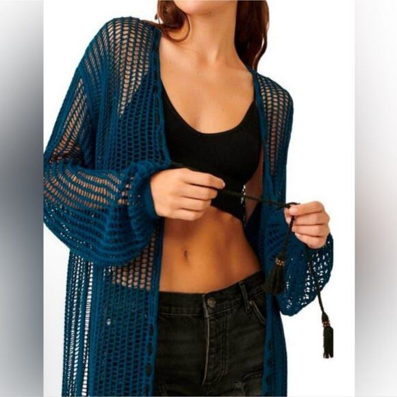 NWT Free People Lattice Open Knit Cardigan - Picture 3 of 12